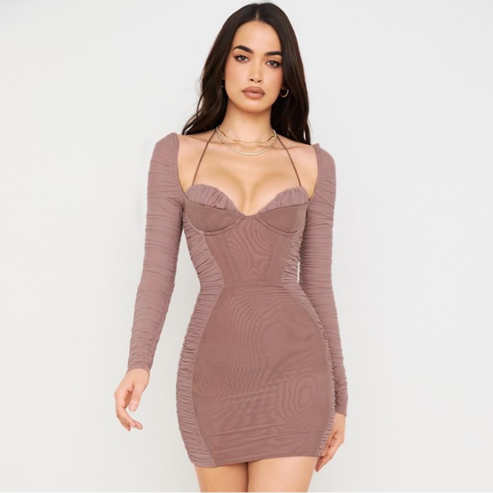 House of CB / Mistress Rocks Sebastiana Taupe Mini Corset Dress